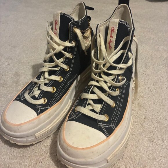 Converse Valentine's run star legacy cx platform gold chain heart high tops sz 8 - Picture 2 of 7